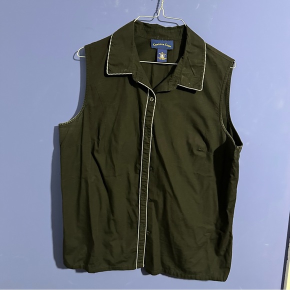 Charter Club Jackets & Blazers - Black & White Trim VTG Vest Charters Club 14 Old Money Classic Grunge 100 Cotton